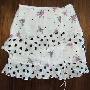 For Love And Lemons White Floral Heart Mini Skirt